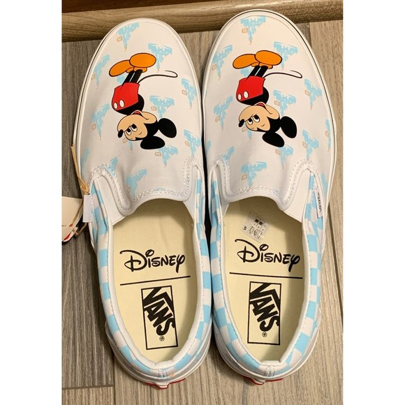 Disney World Vans 50th Anniversary Mickey Mouse Men's 10 Slip On Blue Shoes NWT - Picture 8 of 11